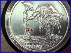 2015 1oz SILVER ANTIQUED COLORIZED COIN. WW1 THE HEROES OF NIUE. #0166 OF 1,915