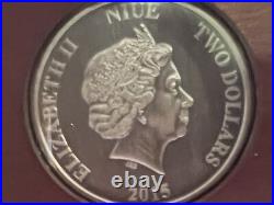 2015 1oz SILVER ANTIQUED COLORIZED COIN. WW1 THE HEROES OF NIUE. #0166 OF 1,915