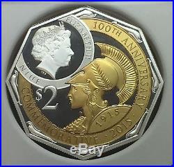 2015 $2 Niue Panama-Pacific Commemorative Gilt NGC PF70 UC 2oz. 999 Silver Coin