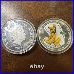 2015 Disney Colorized Goofy And Pluto. 999 Silver Round