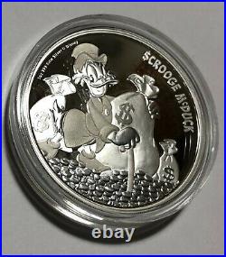 2015 Disney Niue Proof Scrooge McDuck 999 Silver Coin Case COA