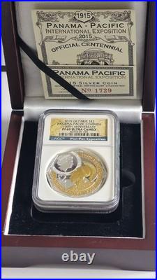 2015 GILT NIUE Silver $2 PF 69 2 Oz. Panama-Pacific 100th Anniversary NGC Coin