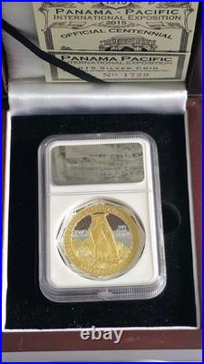 2015 GILT NIUE Silver $2 PF 69 2 Oz. Panama-Pacific 100th Anniversary NGC Coin
