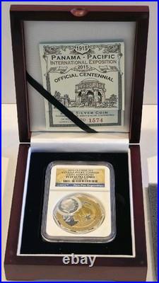 2015 GILT NIUE Silver $2 PF 69 2 Oz. Panama-Pacific 100th Anniversary NGC Coin