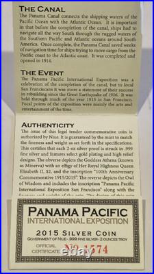 2015 GILT NIUE Silver $2 PF 69 2 Oz. Panama-Pacific 100th Anniversary NGC Coin