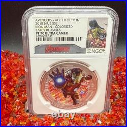 2015 NIUE S$2 Avengers Age of Ultron Iron Man Colorized NGC PF70UC 1 of 220 Mint