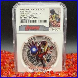2015 NIUE S$2 Avengers Age of Ultron Iron Man Colorized NGC PF70UC 1 of 220 Mint
