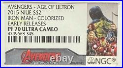 2015 NIUE S$2 Avengers Age of Ultron Iron Man Colorized NGC PF70UC 1 of 220 Mint