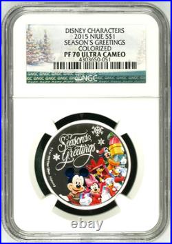 2015 Niue $1 Disney Characters SEASONS GREETINGS RARE! NGC PF70 POP 42