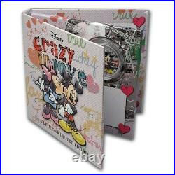 2015 Niue 1 oz Silver $2 Disney Crazy in Love Mickey and Minnie (Colorized)