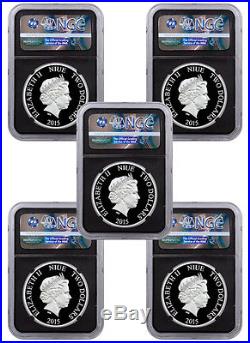 2015 Niue $2 1 Oz Silver Avengers 5-Coin NGC PF70 ER Capt COA Blk Core SKU37878