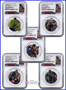 2015 Niue $2 1 Oz Silver Avengers Ultron 5-Coin NGC PF69 UC ER Hulk COA SKU37862