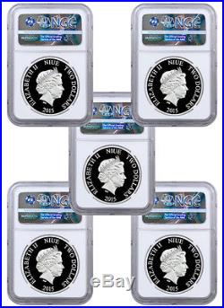 2015 Niue $2 1 Oz Silver Avengers Ultron 5-Coin NGC PF70 UC ER Capt COA SKU37872