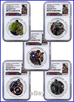 2015 Niue $2 1 Oz Silver Avengers Ultron 5-Coin NGC PF70 UC ER Hulk COA SKU37869