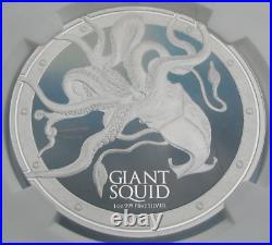 2015 Niue $2 Giant Squid 1 oz. 999 Silver Colorized NGC Graded PF 70 Ultra Cameo