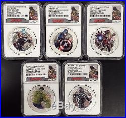 2015 Niue Avengers-Age of Ultron Five pc. $2.00 Color Proof Silver Coin Set
