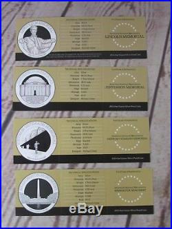2015 Niue Complete Silver Proof America's Nat'l Monuments 4PC Coin Set