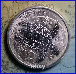 2015 Niue Island Turtle Silver 2 Oz 5 Dollar Collector Coin. Free Shipping