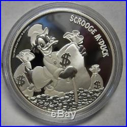 2015 Niue Rare Walt Disney Scrooge McDuck. 999 Silver Coin in Wooden Display Box