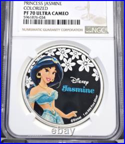 2015 Niue Silver 2 Dollars S$2 Disney Princess Jasmine Ngc Pf 70 Ultra Cameo Gem