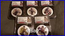 2015 Niue Silver Avengers Age of Ultron 5 Coin Set NGC UC PF70 ER
