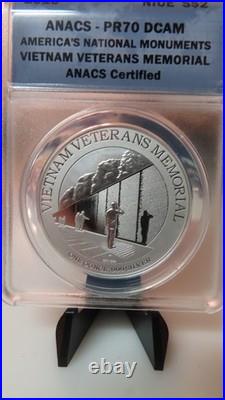 2015 Niue Vietnam Veterans Memorial 1 Oz. 999 Fine ANACS PR70 Proof Coin Niue $2