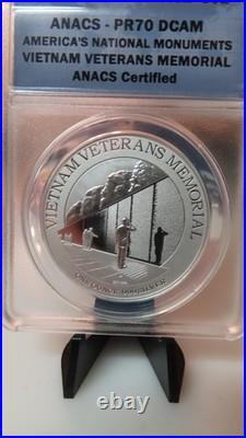2015 Niue Vietnam Veterans Memorial 1 Oz. 999 Fine ANACS PR70 Proof Coin Niue $2