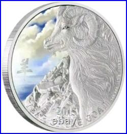 2015 Niue Year of the Goat 1 oz. 999 Silver Proof Colorized Coin