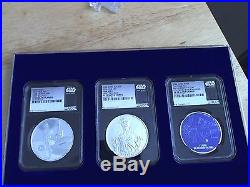 2016,2017 Niue Star Wars Han Solo, Luke, Falcon Silver Coin NGC PF 70 Black Core