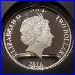 2016 $2 Niue 1 oz. 999 Silver Proof Yoda Star Wars New Zealand Mint OMP F9889