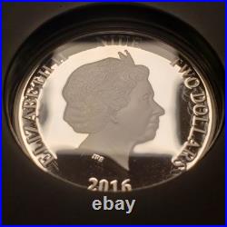 2016 $2 Niue 1 oz. 999 Silver Proof Yoda Star Wars New Zealand Mint OMP F9889