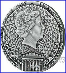2016 2 Oz $2 Silver JUPITER Roman Gods Coin, Niue