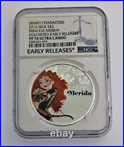 2016 Disney Princess Merida from BRAVE 1 oz. 999 silver coin PF70 UCAM