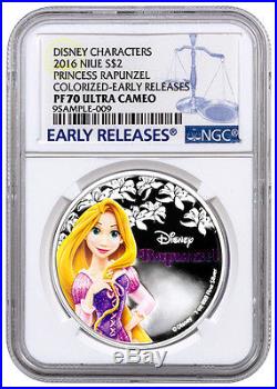 2016 Niue $2 1 Oz Colorized Silver Disney Princess Rapunzel NGC PF70 ER SKU39301