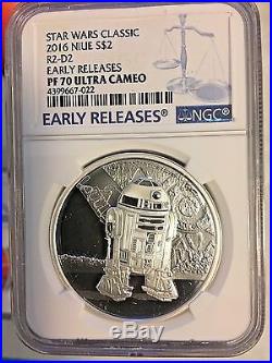 2016 Niue $2 1 oz Silver Star Wars Classics Series R2 D2 Coin NGC PF 70 UC ER