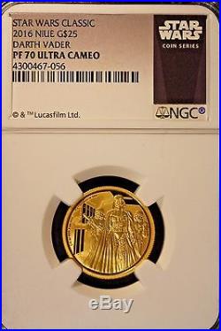 2016 Niue $2 Silver & $25 Gold Darth Vader Coins NGC PF70UCs FREE U. S SHIPPING