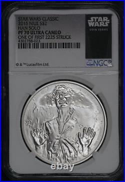 2016 Niue $2 Silver Star Wars Classic Han Solo NGC PF-70 UC One Of First 2225