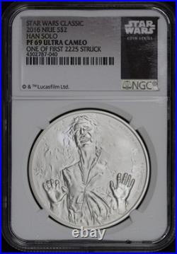 2016 Niue $2 Silver Star Wars Han Solo 1oz NGC PF-69 UC One of First 2225 Struck