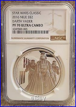 2016 Niue $2 Star Wars Classic Darth Vader NGC PF 70 Certified Coin
