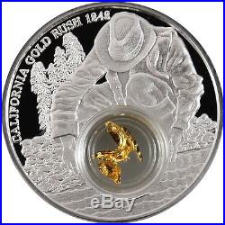 2016 Niue $5 California Gold Rush 1oz PROOF Silver Coin 24k Gold Box COA 1500
