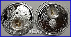 2016 Niue $5 California Gold Rush 1oz PROOF Silver Coin with24k Gold Leaf, Box/COA