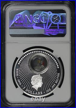 2016 Niue $5 Silver Solar System Colorized with Meteorite Glass NGC PF-70 UC