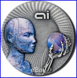 2016 Niue Artificial Intelligence 2 Oz Silver Coin OGP & COA RARE Mintage of 500