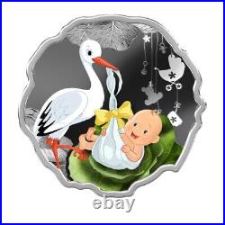 2016 Niue Born to be Happy Newborn Baby Silver Color Coin Stork Christening gift