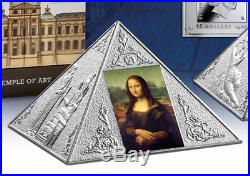 2016 Niue Island $15 3 Oz Silver Proof TEMPLE OF ART Pyramid Shaped Coin