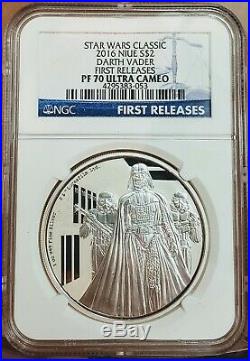 2016 Niue PF70 Star Wars Darth Vader Ultra Cameo First Releases Silver Coin