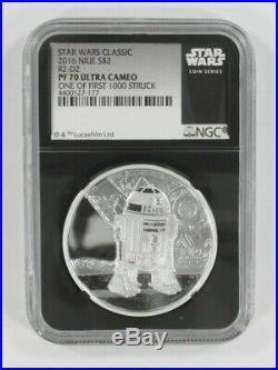 2016 Niue S$2 Star Wars Silver R2-D2 Graded by NGC as PF70 Ultra Cameo with CoA
