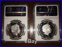 2016 Niue Silver $2 Sherlock Colorized 2 Coin Set PF70 UC ER 2 NGC Coins