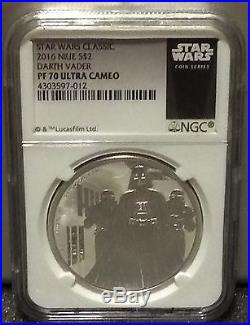 2016 Niue Silver $2 Star Wars Classic Darth Vader PF70 UC NGC Coin RARE