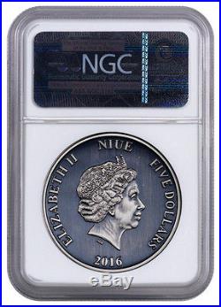 2016 Niue Silver $5 Journeys of Discovery Vasco Da Gama PF70 ANTIQUED NGC Coin